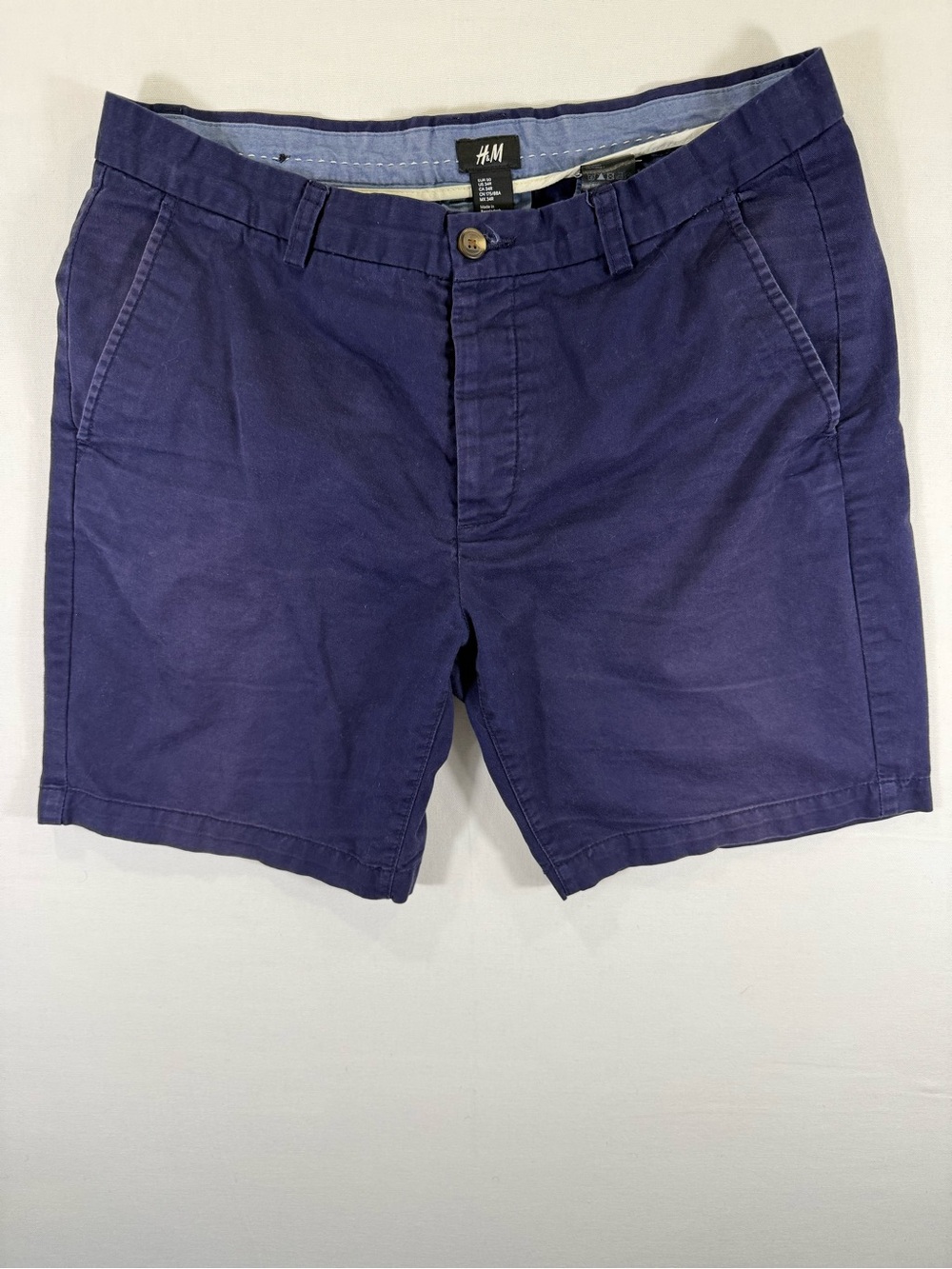 H&M Navy Blue Men’s Flat-Front Cotton Shorts